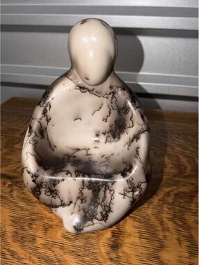 Vintage Navajo Horsehair Pottery Native Woman sitting
